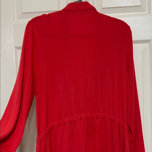 Susan Graver Red Open Cardigan Vibrant Color Waterfall Opening, Oversized Med - Picture 11 of 13